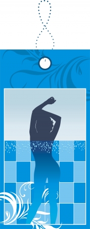 Female silhouette in pool. Discount cardのイラスト素材