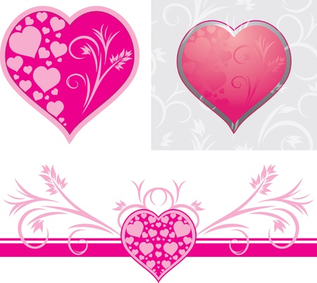 Ornamental hearts for design to the Valentines dayのイラスト素材