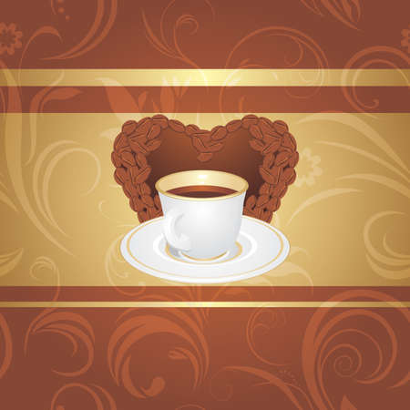 Cup of coffee on the ornamental backgroundのイラスト素材