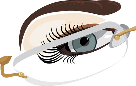 Fragment of female face in classic glassesのイラスト素材