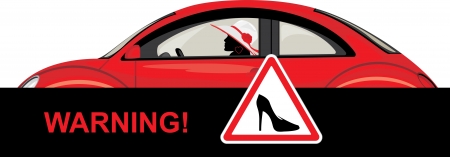 Driving woman a red carのイラスト素材