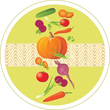 Vegetable ingredients  Circle stickerのイラスト素材