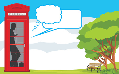 Telephone box on the landscape backgroundのイラスト素材