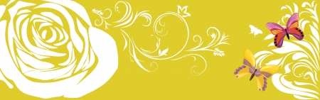 Decorative floral banner with butterfliesのイラスト素材