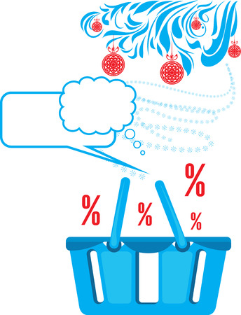 Basket shop with Christmas discountsのイラスト素材