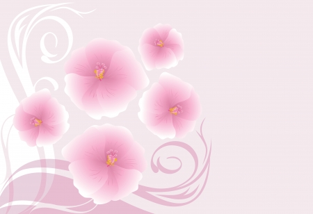 Decorative background with blooming pink flowersのイラスト素材