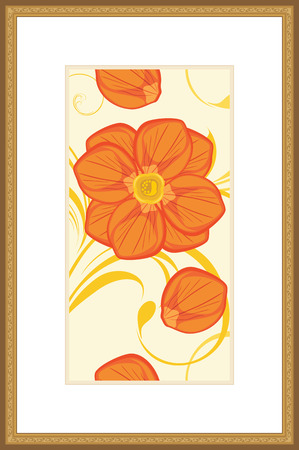 Floral ornament in the golden frameのイラスト素材