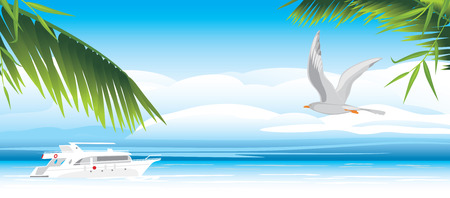 Flight of seagull over a seaのイラスト素材