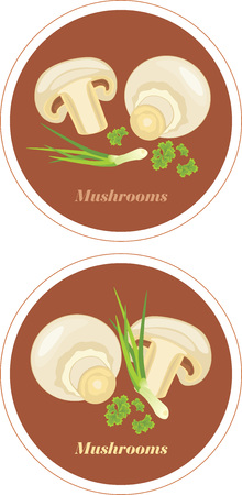 Mushrooms with parsley and chives  Icons for menu designのイラスト素材
