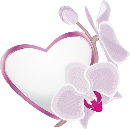 Decorative heart with blooming orchid branchのイラスト素材
