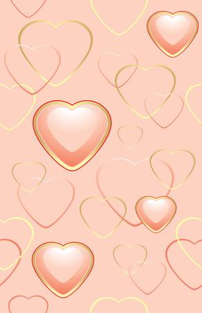 Seamless pink background with hearts for wrappingのイラスト素材