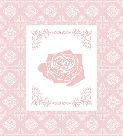 Ornamental pink seamless background with frame. Greeting cardのイラスト素材