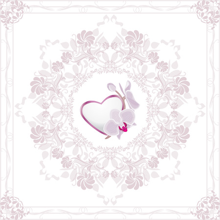 Ornamental element with heart and orchid to the Valentines Dayのイラスト素材