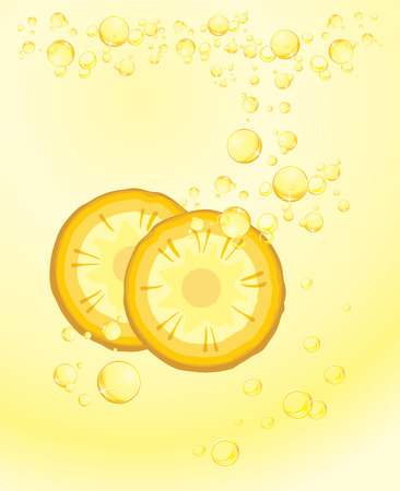 Pineapple slices. Carbonated drinkのイラスト素材