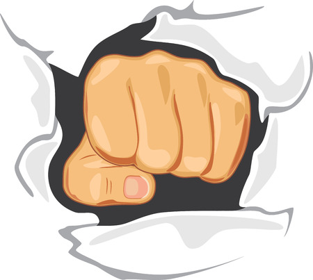 Fist through the wall. Determinationのイラスト素材