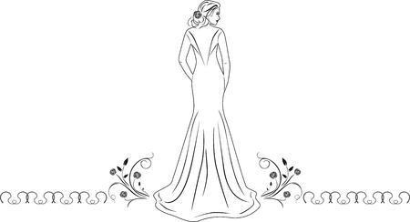 Beautiful woman in a long dress. Icon for fashion designのイラスト素材