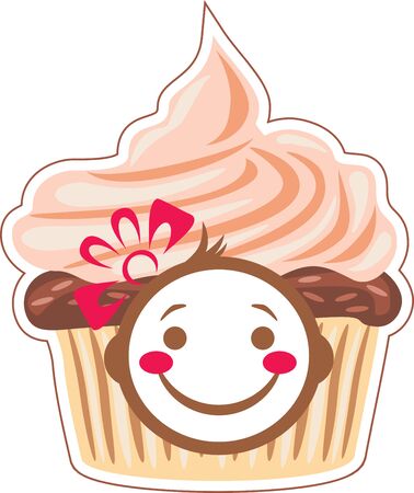Cartoon smiling cupcakeのイラスト素材