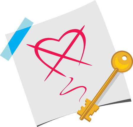 The key on a paper sheetのイラスト素材