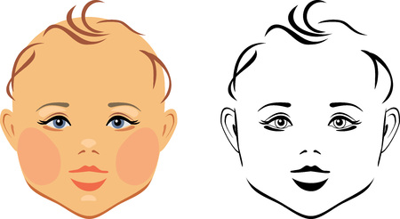 Creative illustration concept of a baby headのイラスト素材