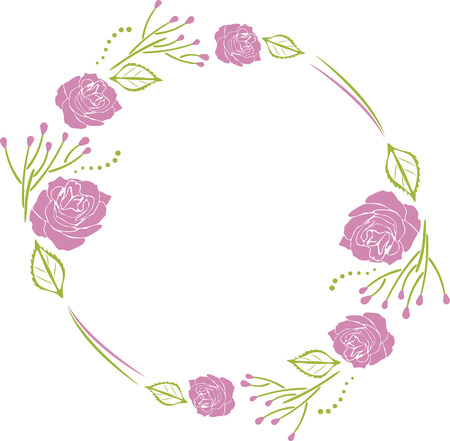 Decorative wreath with purple rosesのイラスト素材