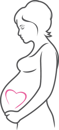 Outlined silhouette of a pregnant womanのイラスト素材