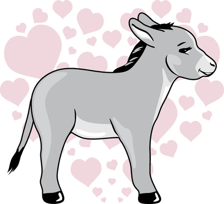 Funny baby donkey with heartsのイラスト素材