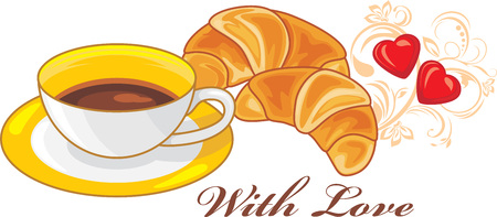 Coffee and croissants. With loveのイラスト素材