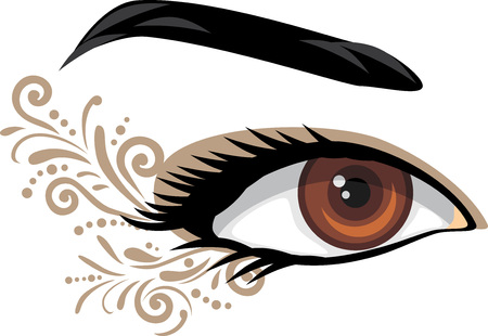 Brown female eye with decorative element for makeupのイラスト素材