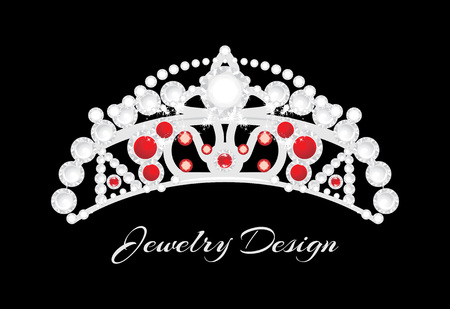Shining silver crown on a black background. Jewelry designのイラスト素材