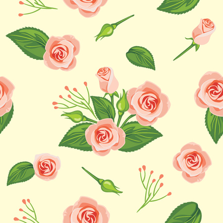 Seamless pattern with blooming pink roseのイラスト素材