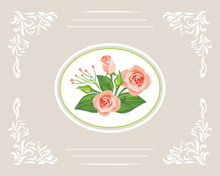 Greeting card with beautiful bouquet of pink rosesのイラスト素材