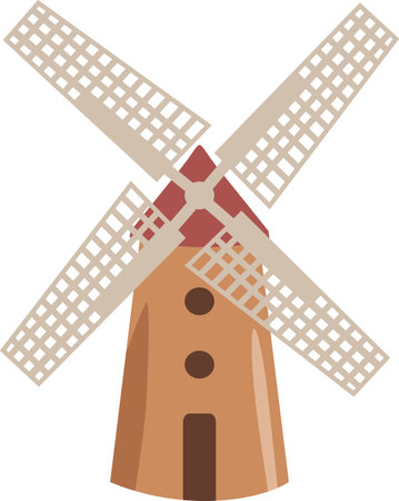 Windmill on white background. Flat iconのイラスト素材
