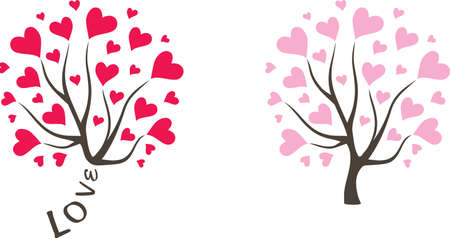 Love tree with red hearts. Two samplesのイラスト素材