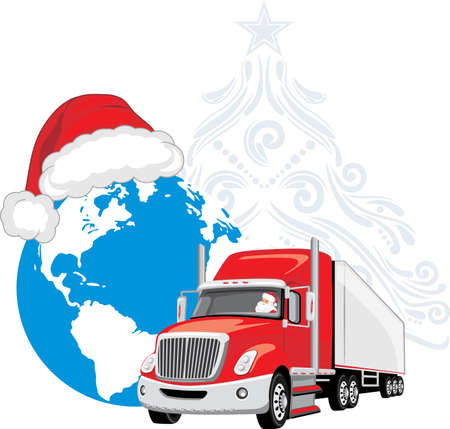 Christmas delivery. Drawing for festive designのイラスト素材