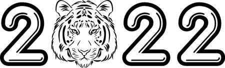 2022 is the year of the tiger. Sign for designのイラスト素材