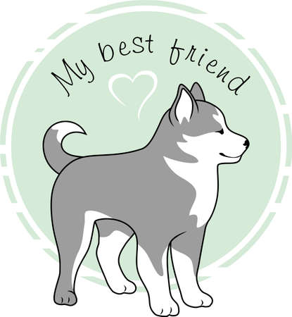 Cute malamute is my best friendのイラスト素材
