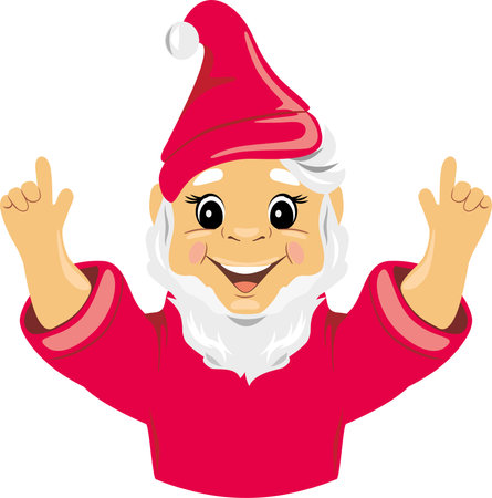 Happy smiling gnome isolated on whiteのイラスト素材