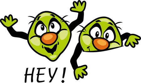 Hey. Two funny little menのイラスト素材
