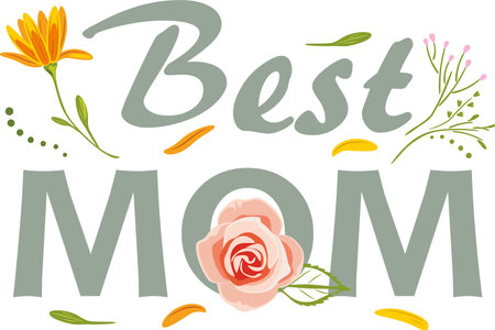 Best MOM. Beautiful floral design for gift ideaのイラスト素材