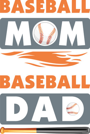 Baseball mom and baseball dad. Two designsのイラスト素材