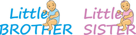 Little brother and little sister. Cartoonish cute designのイラスト素材