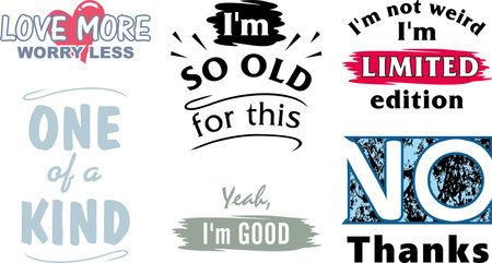 Six text designs isolated on whiteのイラスト素材