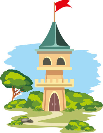 Cartoonish castle. Simple drawingのイラスト素材