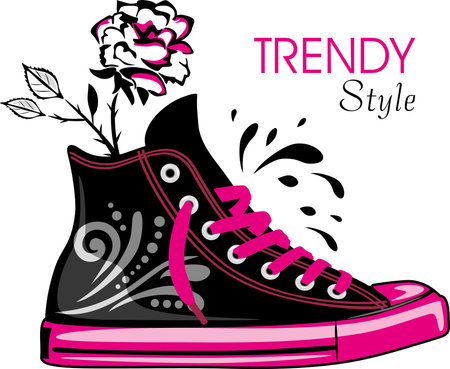 Trendy stylish sneakers isolated on whiteのイラスト素材