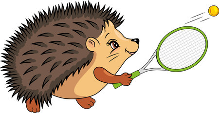 Happy hedgehog tennis playsのイラスト素材