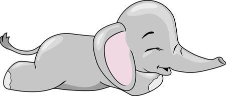 Sleeping cute baby elephantのイラスト素材