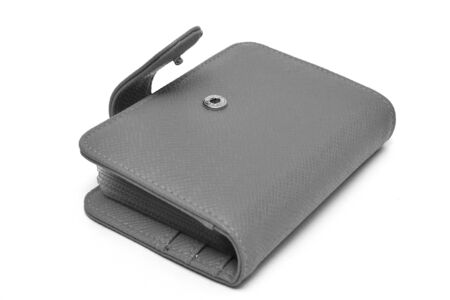 leather cards holder on a white backgroundの写真素材