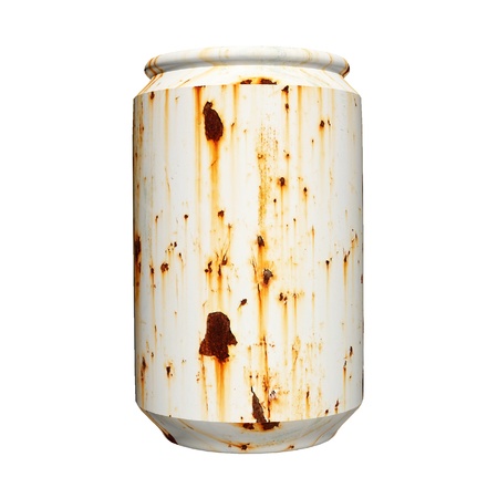 3d rusty can isolated on white backgroundの写真素材