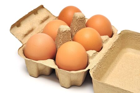 eggs in the package on white background