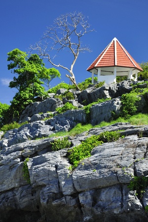 Pavilion on view point with blue skyの写真素材